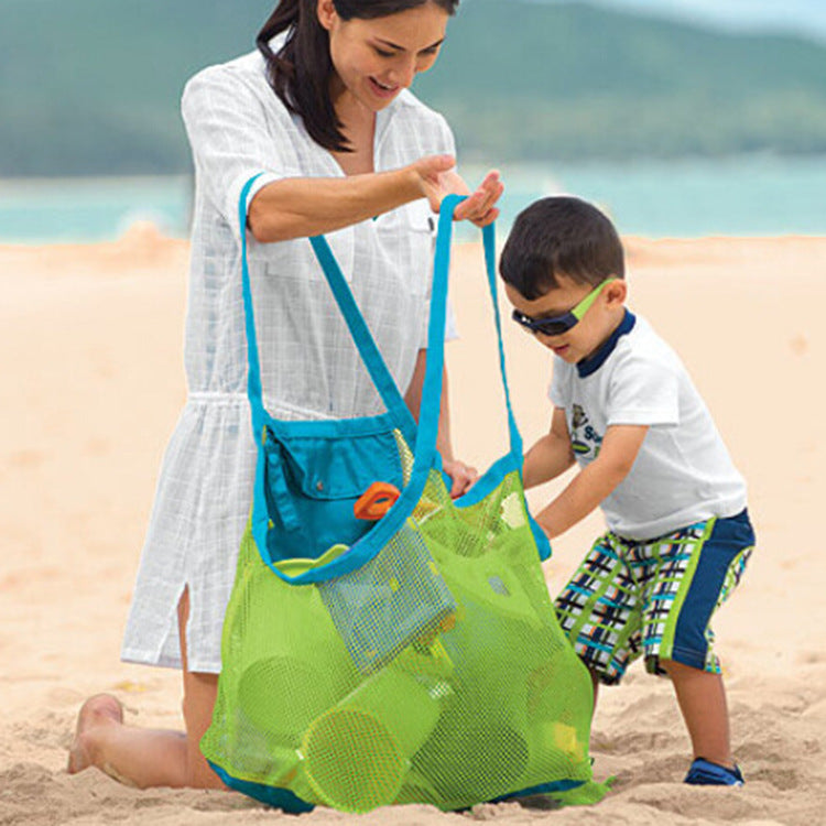 Quick-Fold Beach Toy Storage Bag – Mesh & Oxford Cloth Sand Tote
