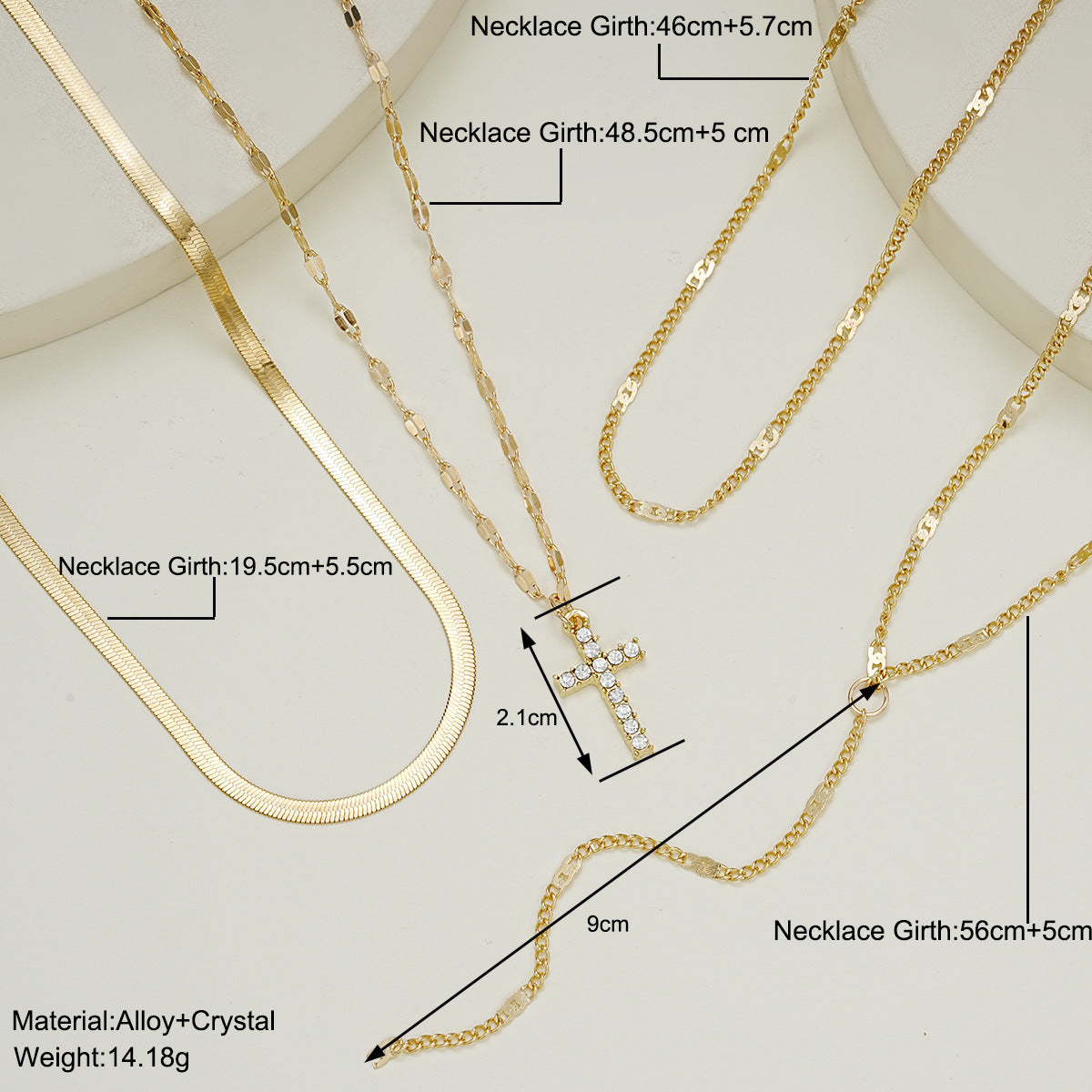 Fashion Special-Interest Vintage Cross Pendant Clavicle Chain – Multi-Layer Water Wave Chain Necklace for Women