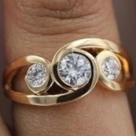 Gold Inlaid Zircon Fashion Geometry Pattern Vintage Ring – Unisex Couple Ring with Sweet and Cool Style