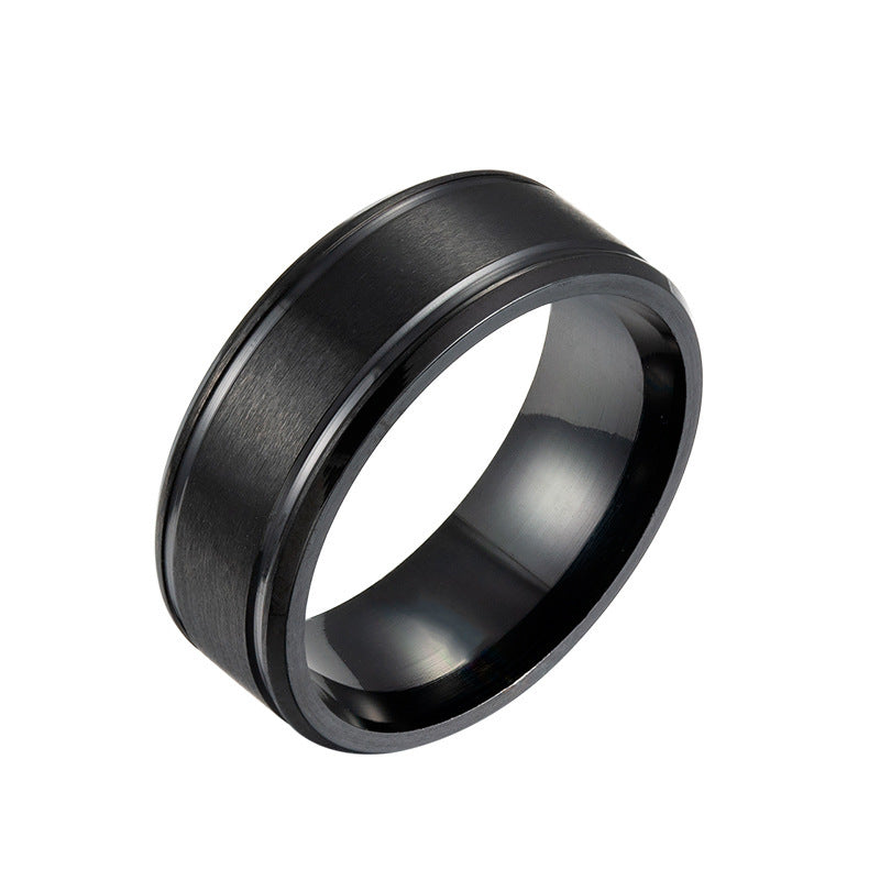 Men's 8MM Stainless Steel Wedding Ring – Black, Silver, Gold Geometric Band