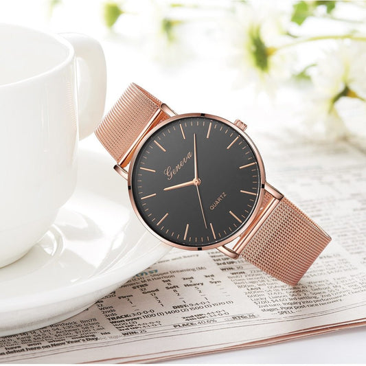 GENEVA Classic Quartz Casual Watch for Women & Men - Elegant Stainless Steel Bracelet Wristwatch