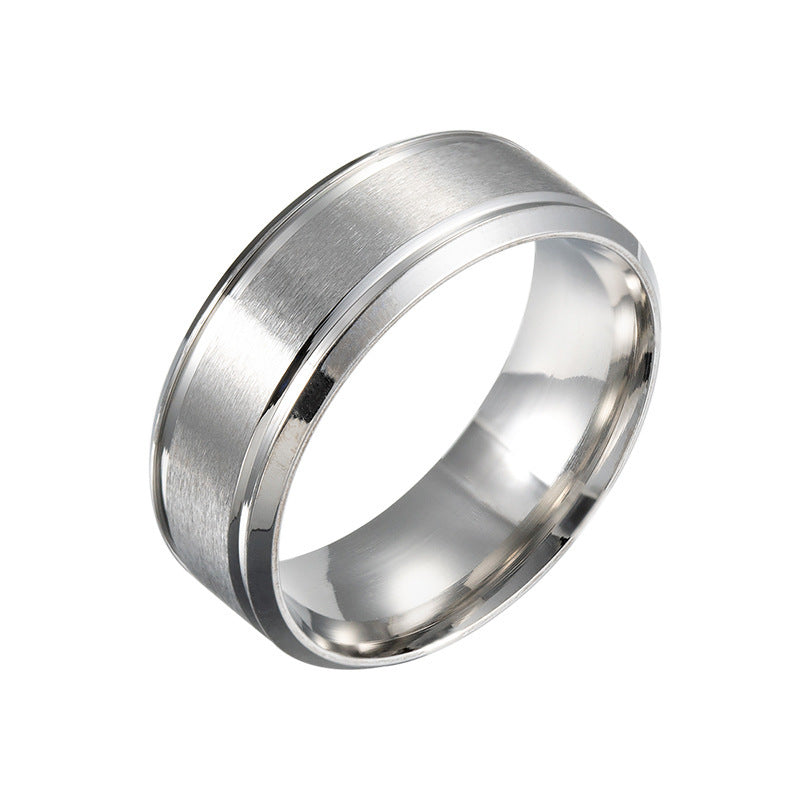 Men's 8MM Stainless Steel Wedding Ring – Black, Silver, Gold Geometric Band