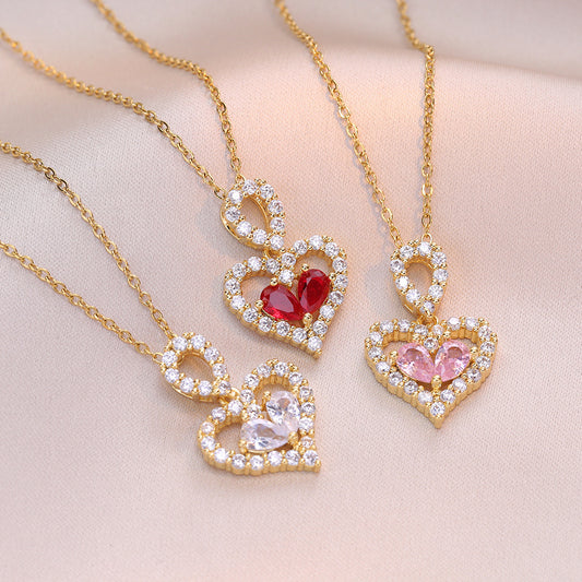 Exquisite Luxury Rhinestone Crystal Heart Pendant Necklace – Stylish & Elegant Party Jewelry for Women