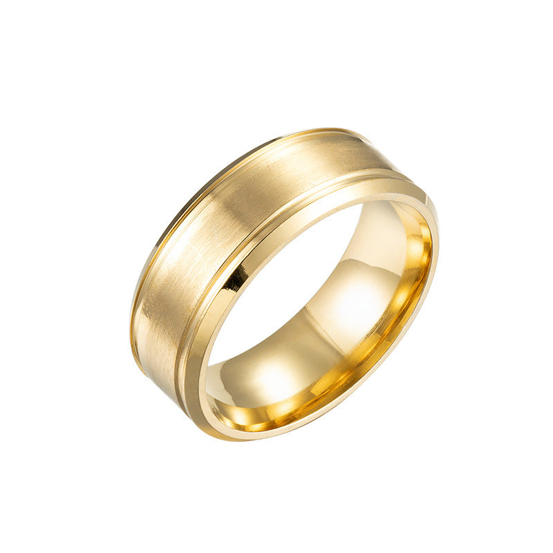 Men's 8MM Stainless Steel Wedding Ring – Black, Silver, Gold Geometric Band